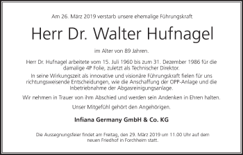 Anzeige von Walter Hufnagel von MGO