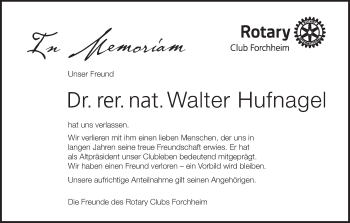Anzeige von Walter Hufnagel von MGO