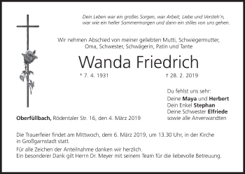 Anzeige von Wanda Friedrich von MGO