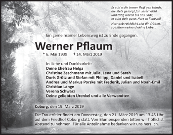 Anzeige von Werner Pflaum von MGO