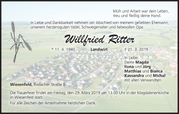 Anzeige von Willfried Ritter von MGO