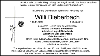 Anzeige von Willi Bieberbach von MGO