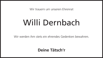 Anzeige von Willi Dernbach von MGO