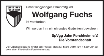 Anzeige von Wolfgang Fuchs von MGO
