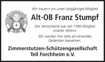 Anzeige von Franz Stumpf von MGO