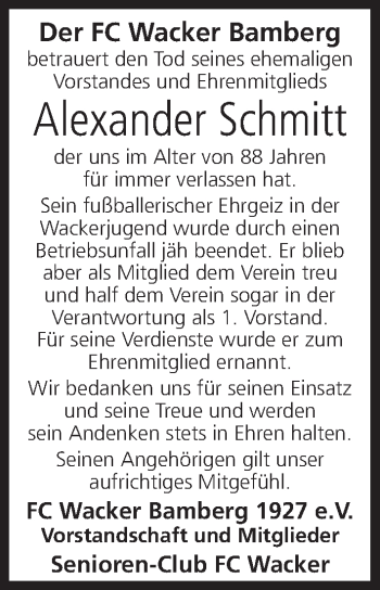 Anzeige von Alexander Schmitt von MGO