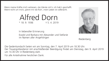Anzeige von Alfred Dorn von MGO