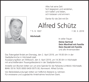 Anzeige von Alfred Schütz von MGO
