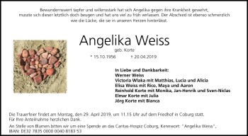 Anzeige von Angelika Weiss von MGO