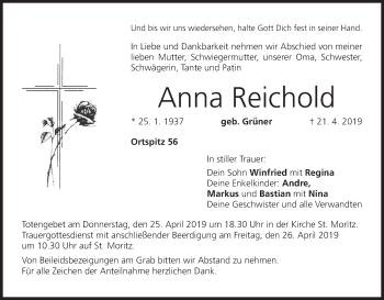 Anzeige von Anna Reithold von MGO