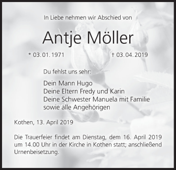 Anzeige von Antje Möller von MGO
