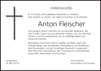 Anzeige von Anton Fleischer von MGO