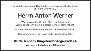 Anzeige von Anton Werner von MGO