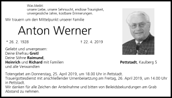 Anzeige von Anton Werner von MGO