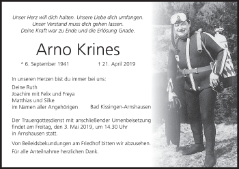 Anzeige von Arno Krines von MGO