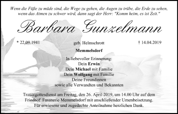 Anzeige von Barbara Gunzelmann von MGO