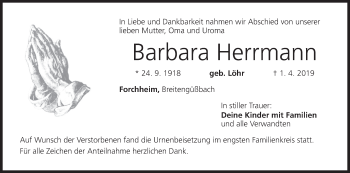 Anzeige von Barbara Herrmann von MGO