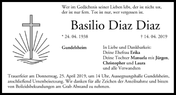 Anzeige von Basilio Diaz Diaz von MGO
