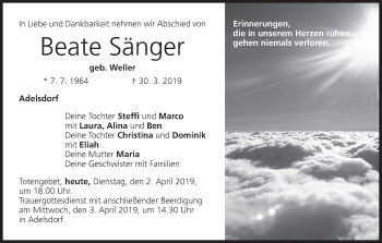 Anzeige von Beate Sänger von MGO