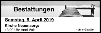 Anzeige von Bestattungen vom 06.04.2019 von MGO