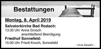 Anzeige von Bestattungen vom 08.04.2019 von MGO