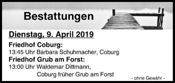 Anzeige von Bestattungen vom 09.04.2019 von MGO