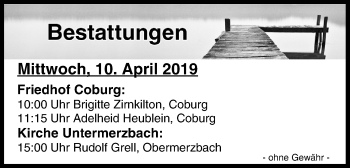 Anzeige von Bestattungen vom 10.04.2019 von MGO
