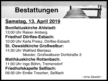 Anzeige von Bestattungen vom 13.04.2019 von MGO