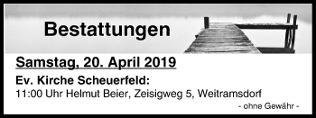 Anzeige von Bestattungen vom 20.04.2019 von MGO