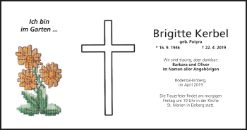 Anzeige von Brigitte Kerbel von MGO
