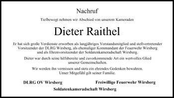 Anzeige von Dieter Raithel von MGO