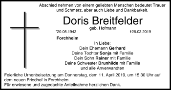 Anzeige von Doris Breitfelder von MGO