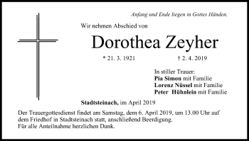 Anzeige von Dorothea Zeyher von MGO