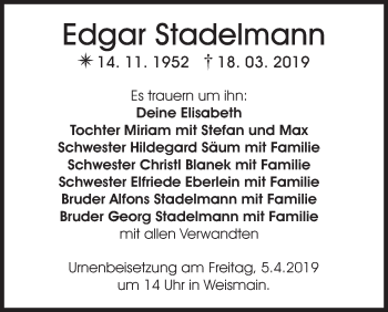 Anzeige von Edgar Stadelmann von MGO
