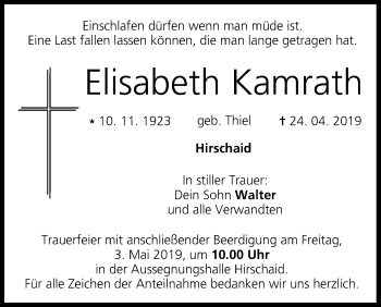 Anzeige von Elisabeth Kamrath von MGO