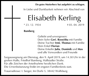 Anzeige von Elisabeth Kerling von MGO