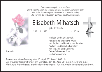 Anzeige von Elisabeth Mihatsch von MGO