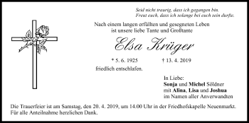 Anzeige von Elsa Krüger von MGO