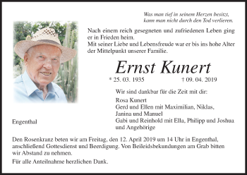 Anzeige von Ernst Kunert von MGO