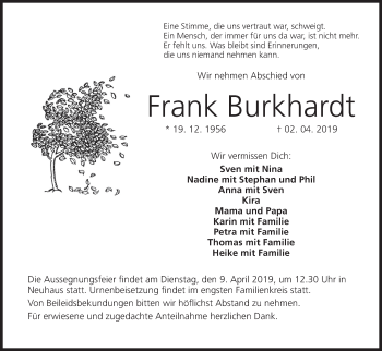Anzeige von Frank Burkhardt von MGO