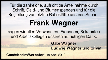 Anzeige von Frank Wagner von MGO