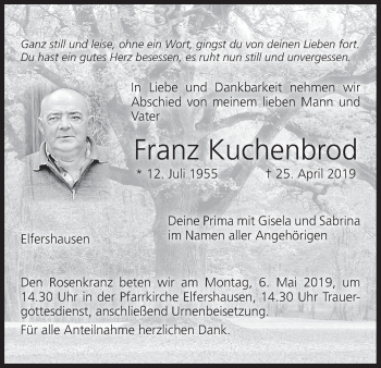 Anzeige von Franz Kuchenbrod von MGO