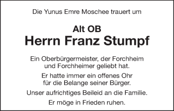 Anzeige von Franz Stumpf von MGO