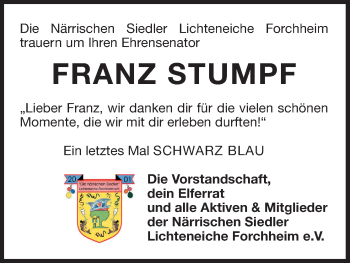 Anzeige von Franz Stumpf von MGO