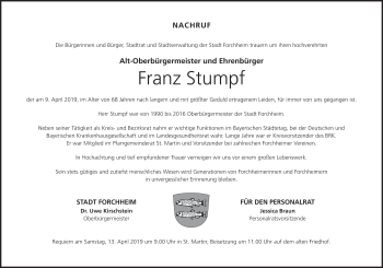 Anzeige von Franz Stumpf von MGO