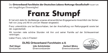 Anzeige von Franz Stumpf von MGO