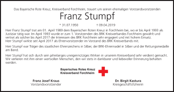 Anzeige von Franz Stumpf von MGO