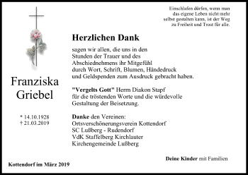 Anzeige von Franziska Griebel von MGO