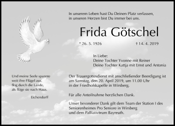 Anzeige von Frida Götschel von MGO