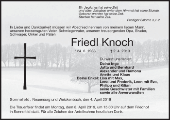 Anzeige von Friedl Knoch von MGO